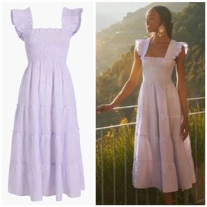 Hill House Lilac Ruffled Midi Dress